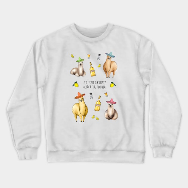 Alpaca the tequila #2 Crewneck Sweatshirt by Poppy and Mabel